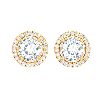 Round Halo Diamond Stud Earrings