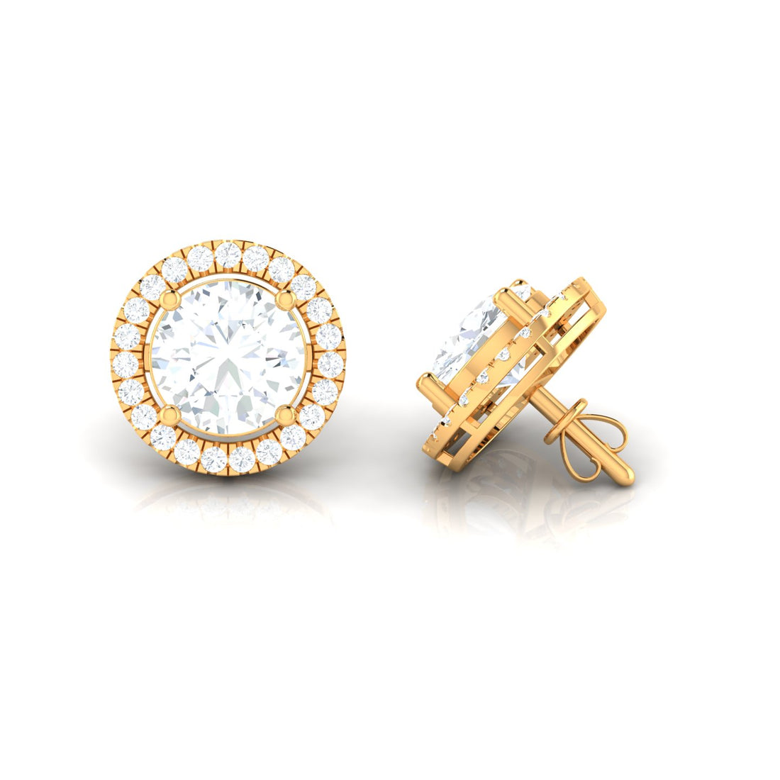 Round Halo Diamond Stud Earrings