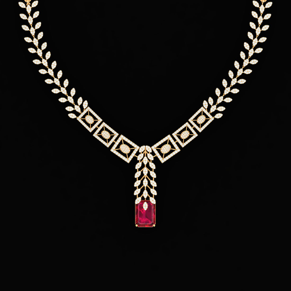Exquisite Floral Diamond Necklace