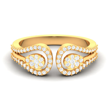 Cluster Set Open Real Diamond Ring