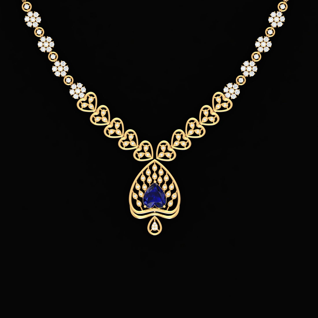VOYLLA Peacock Sapphire Serenity Gold Necklace