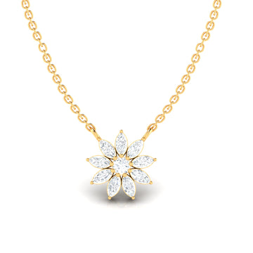 Floral Marquise Diamond Pendant (WITHOUT CHAIN)