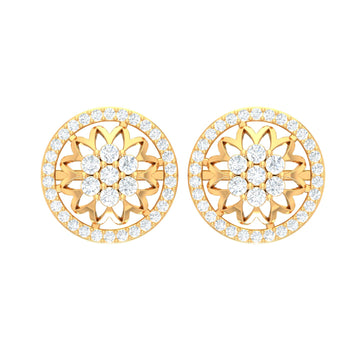 Starburst Mandala Diamond Stud Earrings