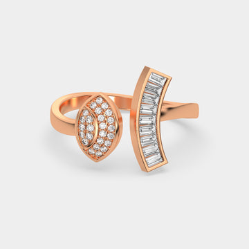 Baguette Straight 14Kt Rose Gold Diamond Ring