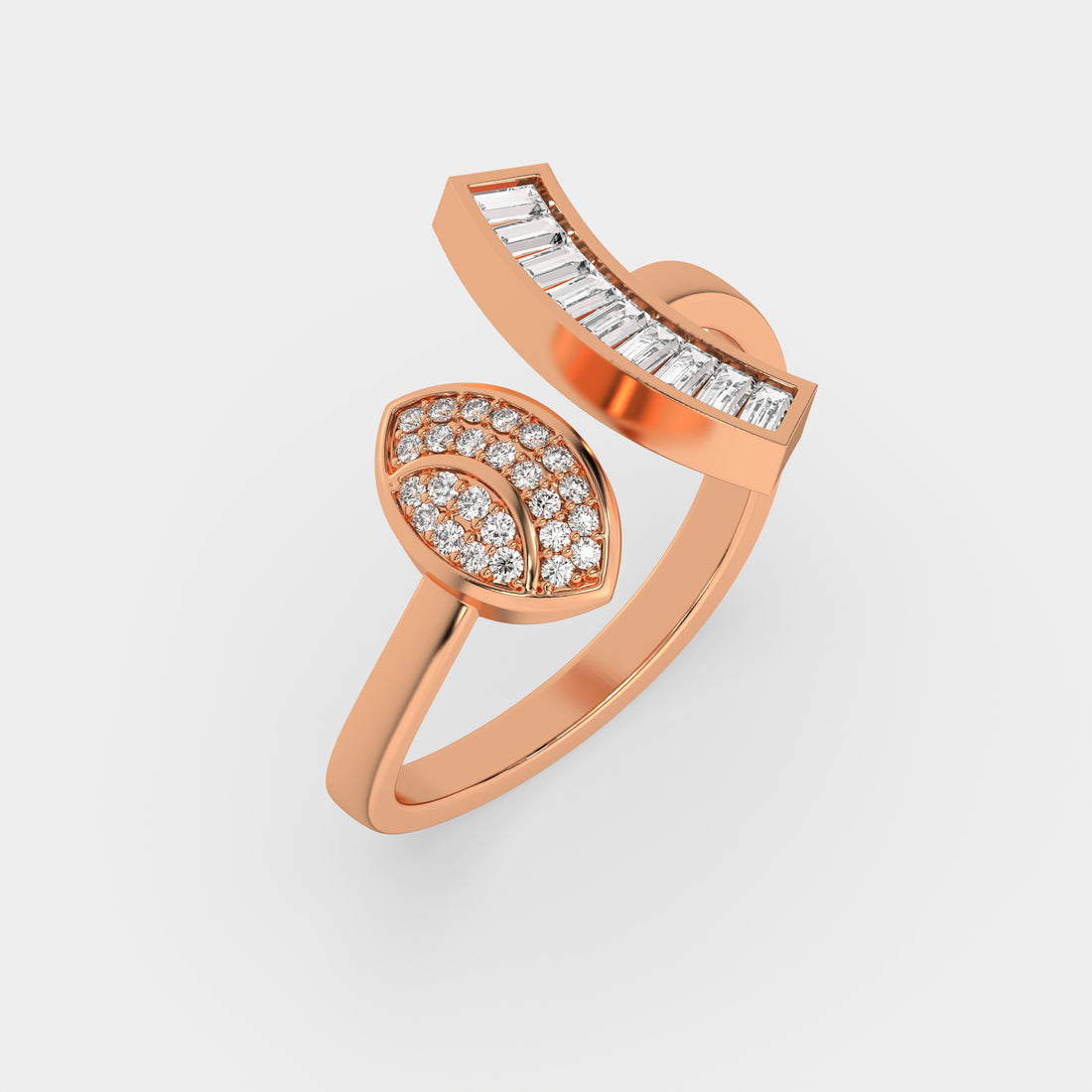 Baguette Straight 14Kt Rose Gold Diamond Ring