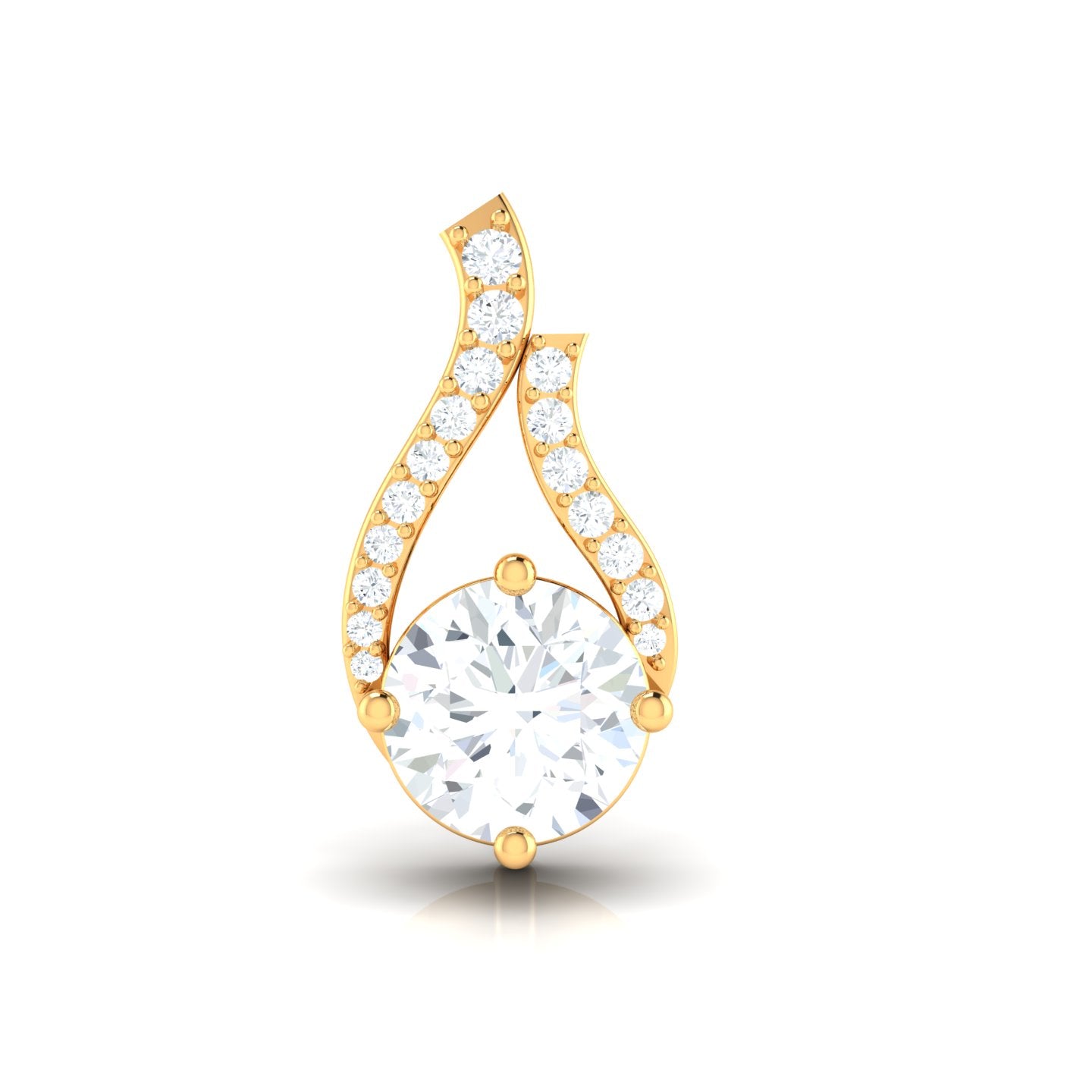 Solitaire Diamond Twist Bale Pendant (WITHOUT CHAIN)