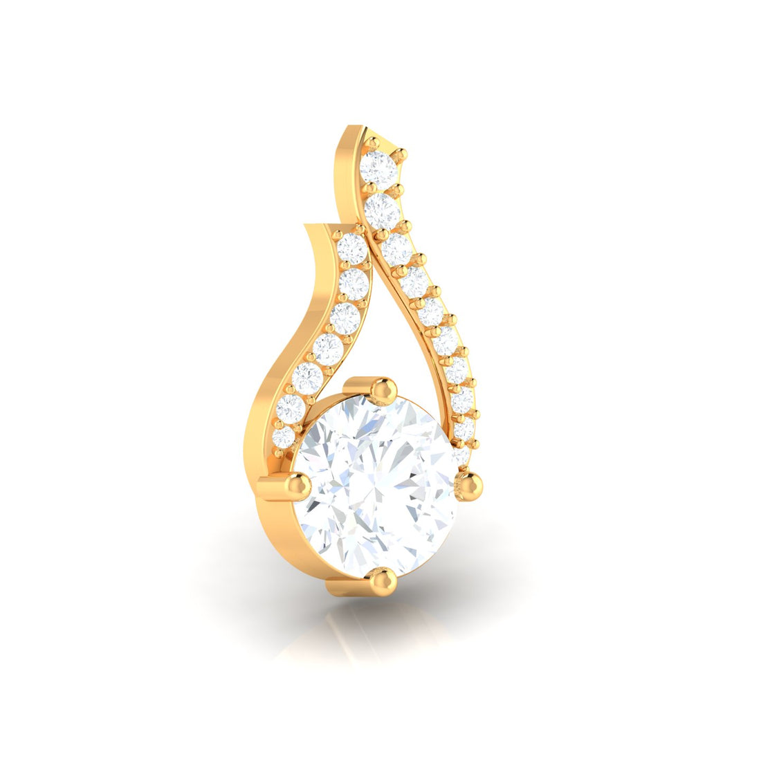 Solitaire Diamond Twist Bale Pendant (WITHOUT CHAIN)