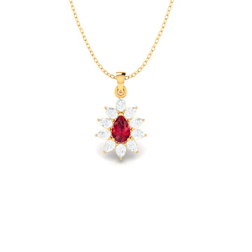 Red Ruby And Diamonds Lady Pendant (WITHOUT CHAIN)