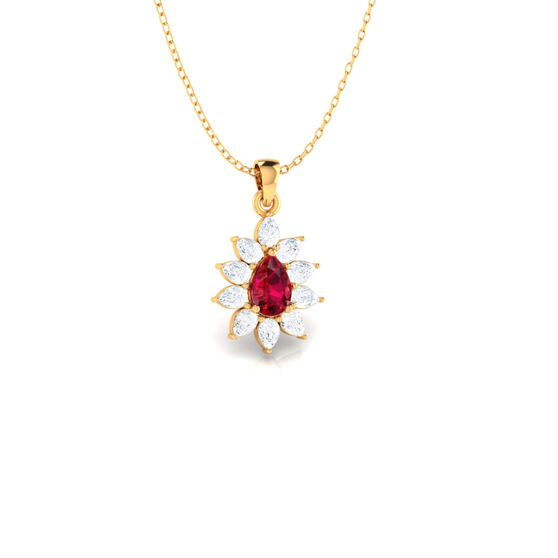 Red Ruby And Diamonds Lady Pendant (WITHOUT CHAIN)