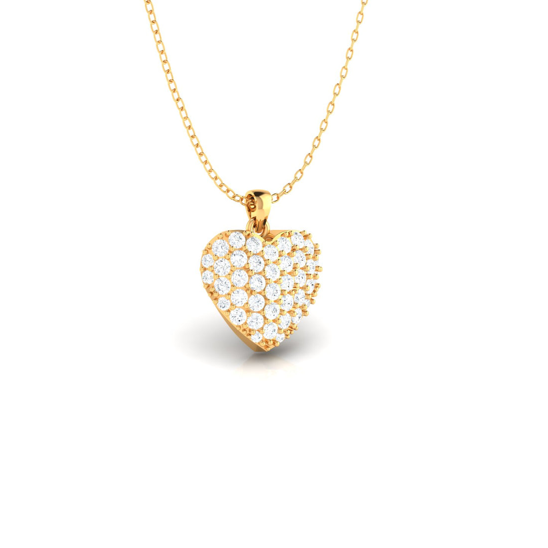 Golden cubic zirconia heart shape pendant (WITHOUT CHAIN)