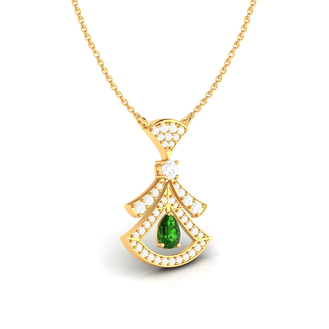 Emerald Teardrop Diamond Pendant (Without Chain)