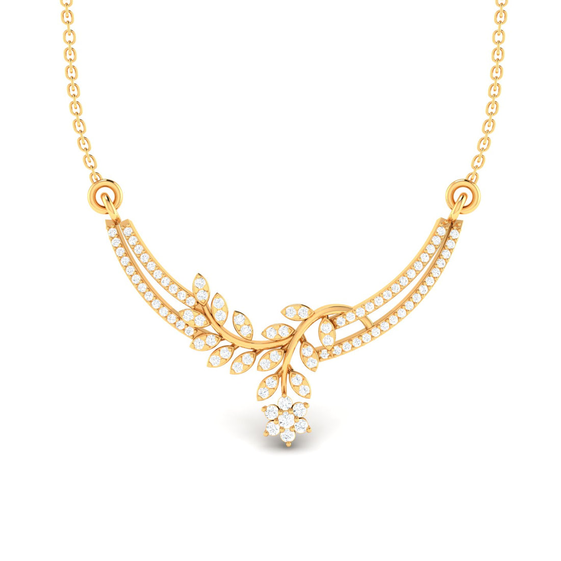 Twin Flower Stylish Diamond Pendant (Without Chain)