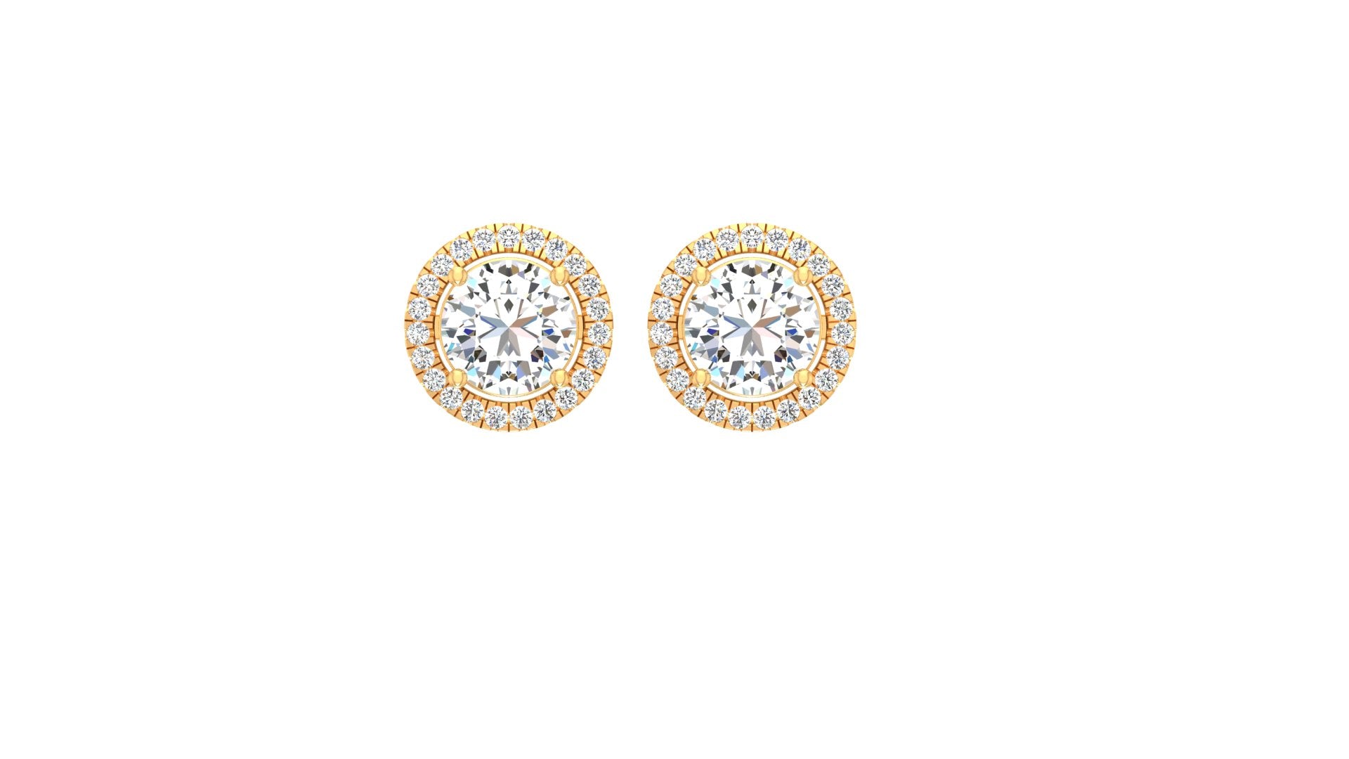 Round Halo Diamond Stud Earrings