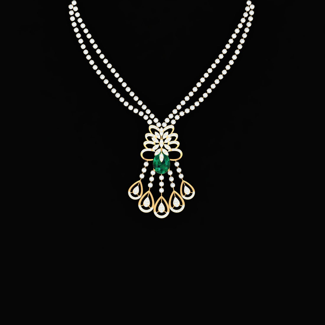 Greenish Bloom Diamond Necklace