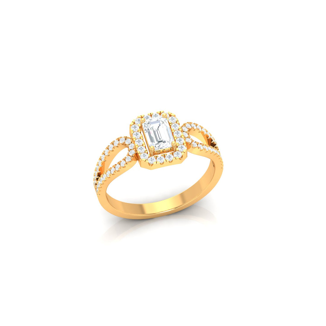 Solitaire Ring with Round & Emerald Diamond