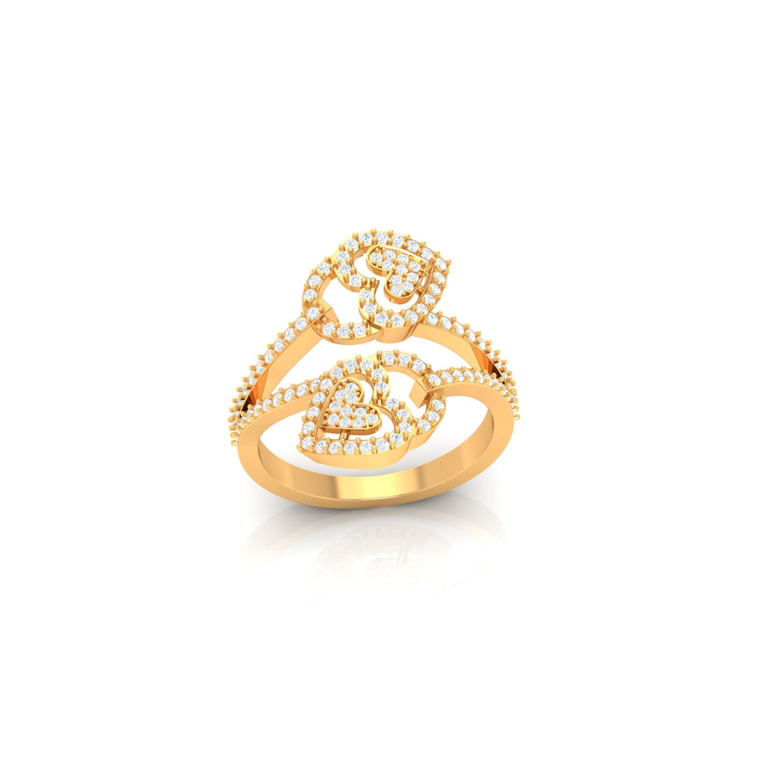 2 Hearts True Love Diamond Cocktail Ring