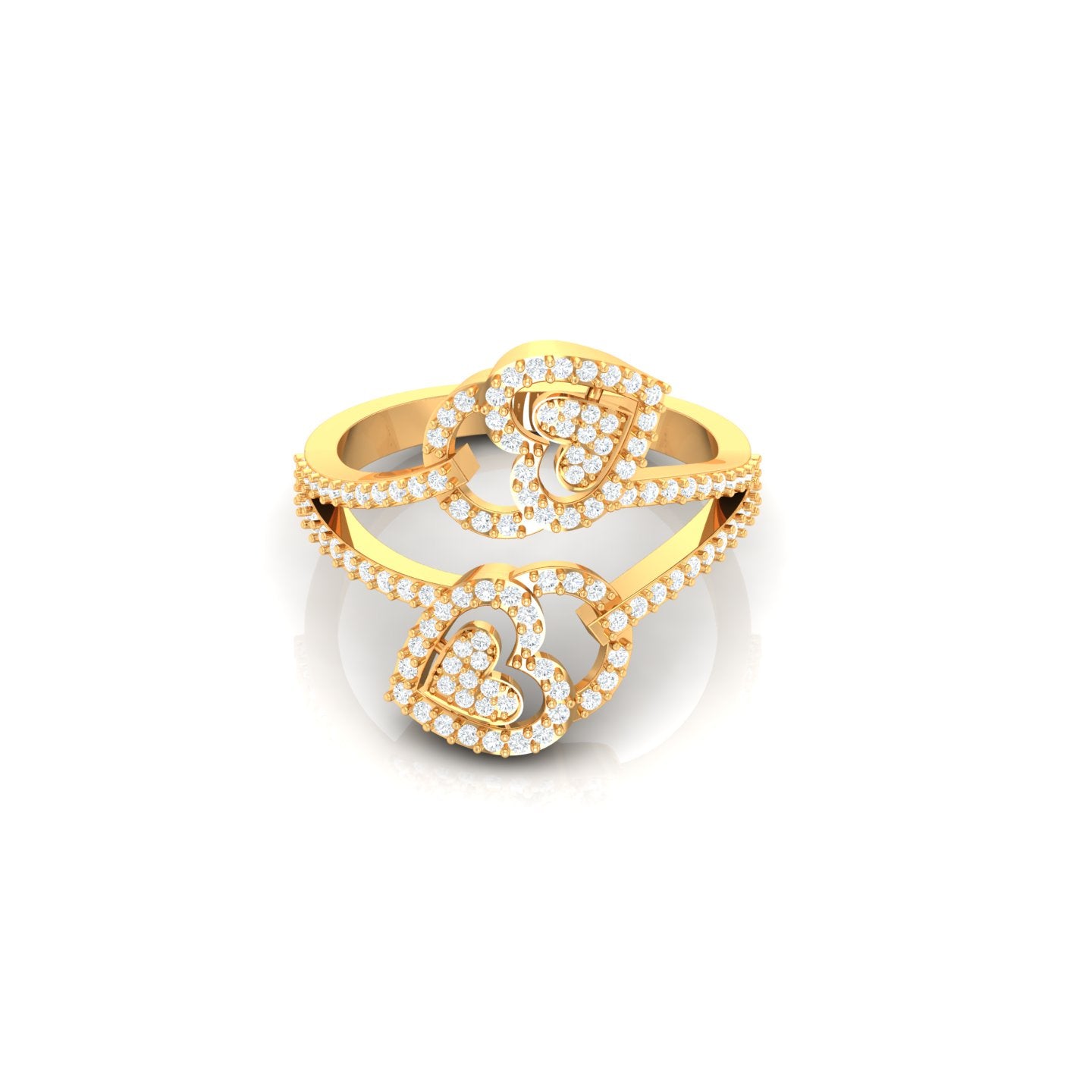 2 Hearts True Love Diamond Cocktail Ring