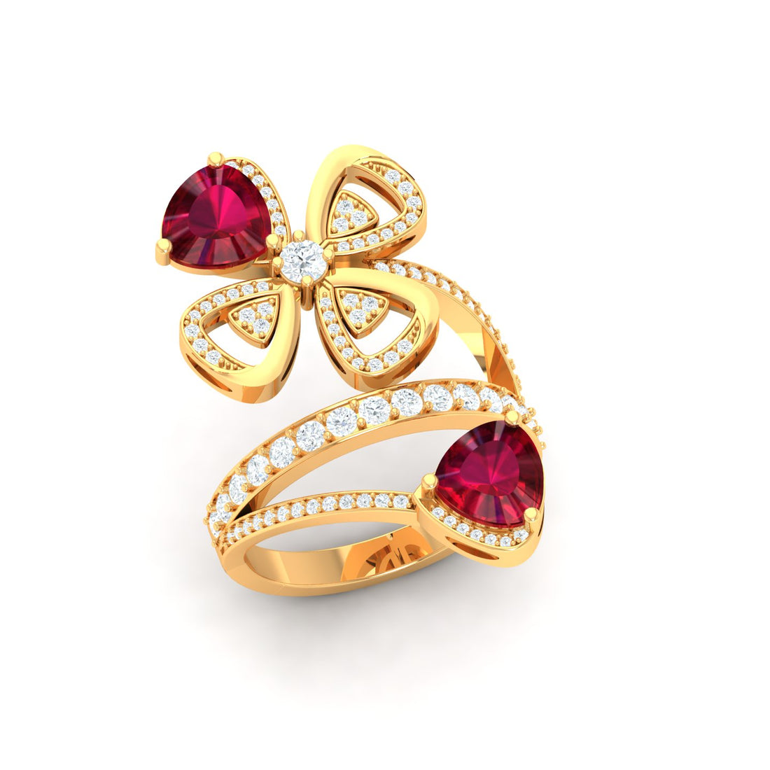Heart-Shaped Rhodolite Garnet & Diamond Bypass Ring