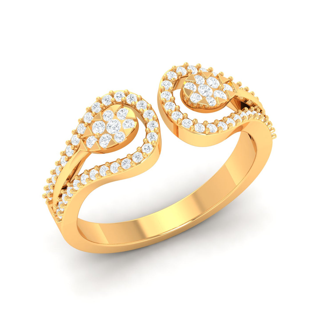 Cluster Set Open Real Diamond Ring