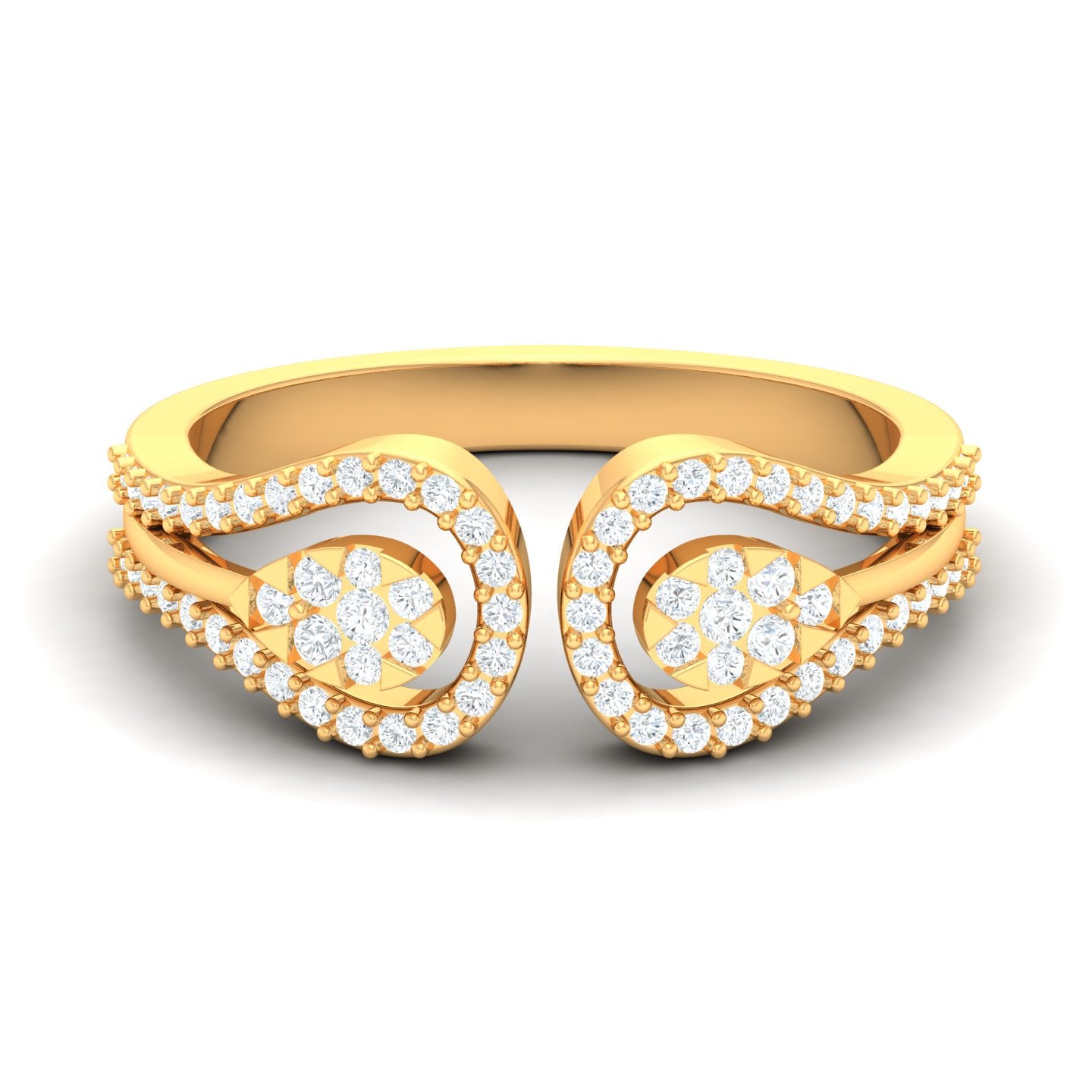 Cluster Set Open Real Diamond Ring