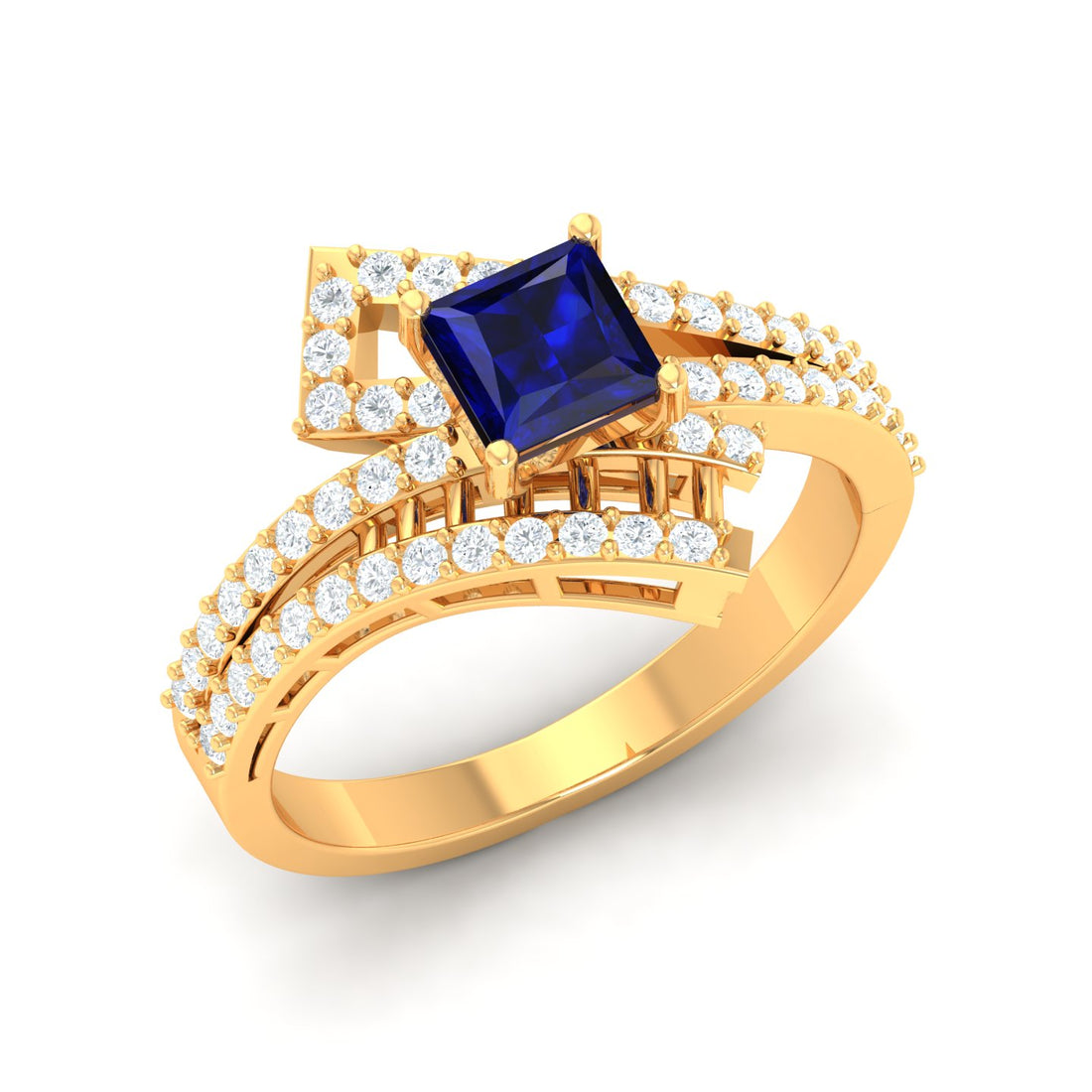 Sunbeam Square Gemstone Ring