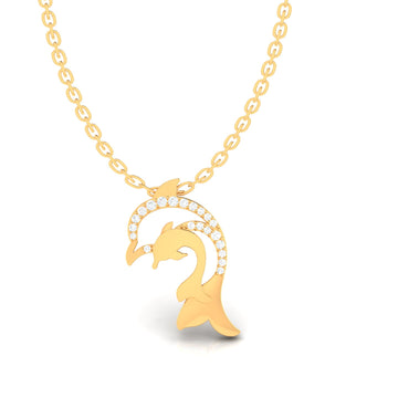 Sky Dolphin Plain Gold Pendant (WITHOUT CHAIN)