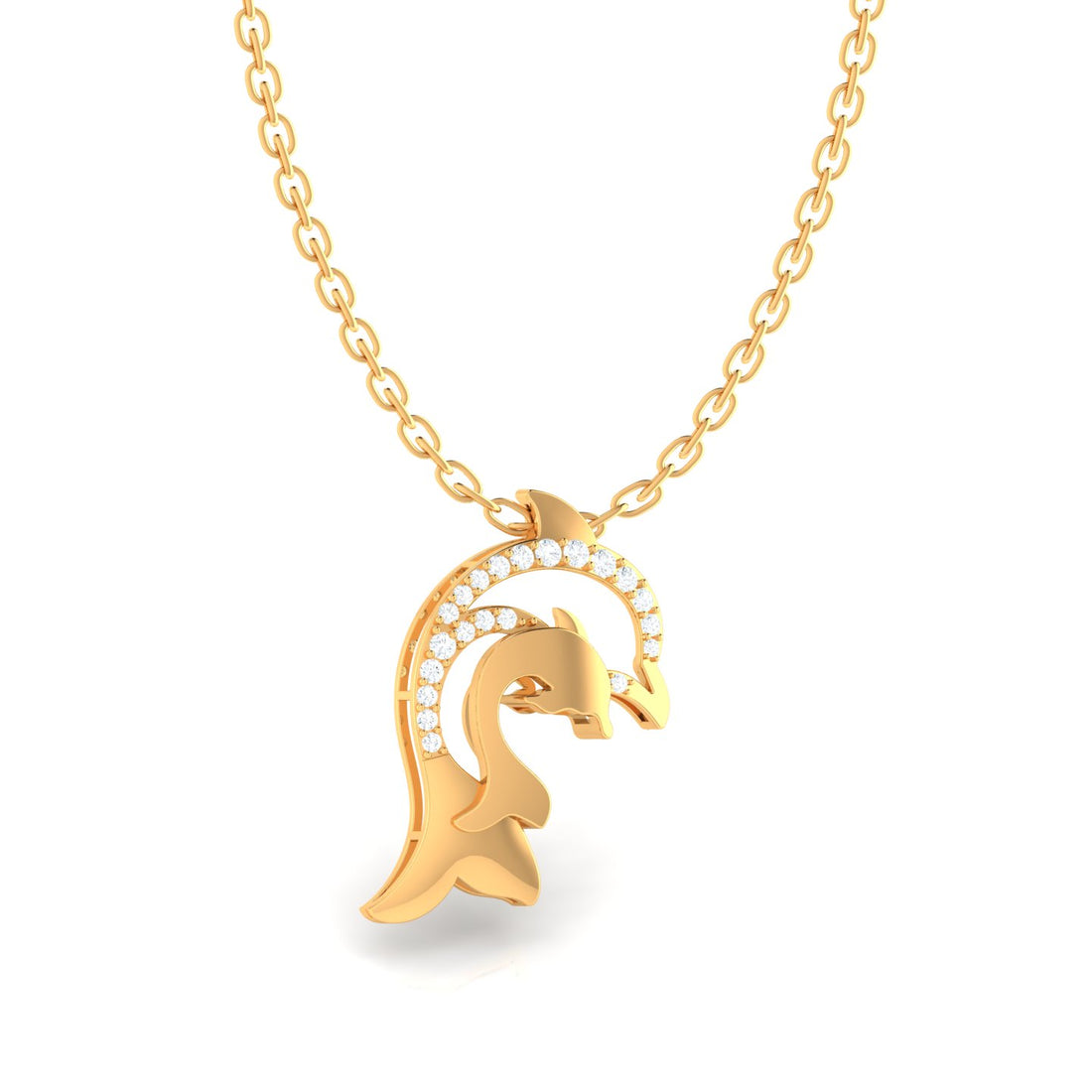 Sky Dolphin Plain Gold Pendant (WITHOUT CHAIN)