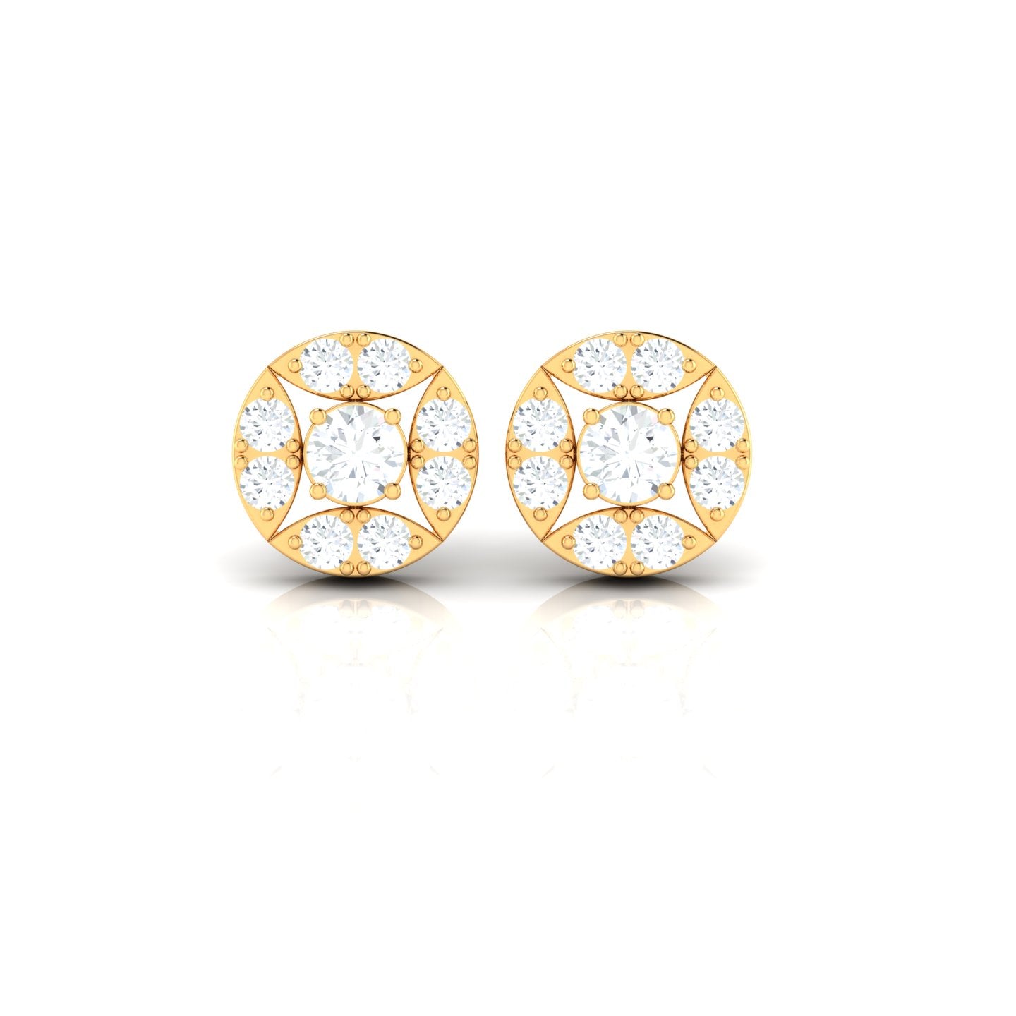 Dazzling Bloom Gold & Diamond Stud Earrings