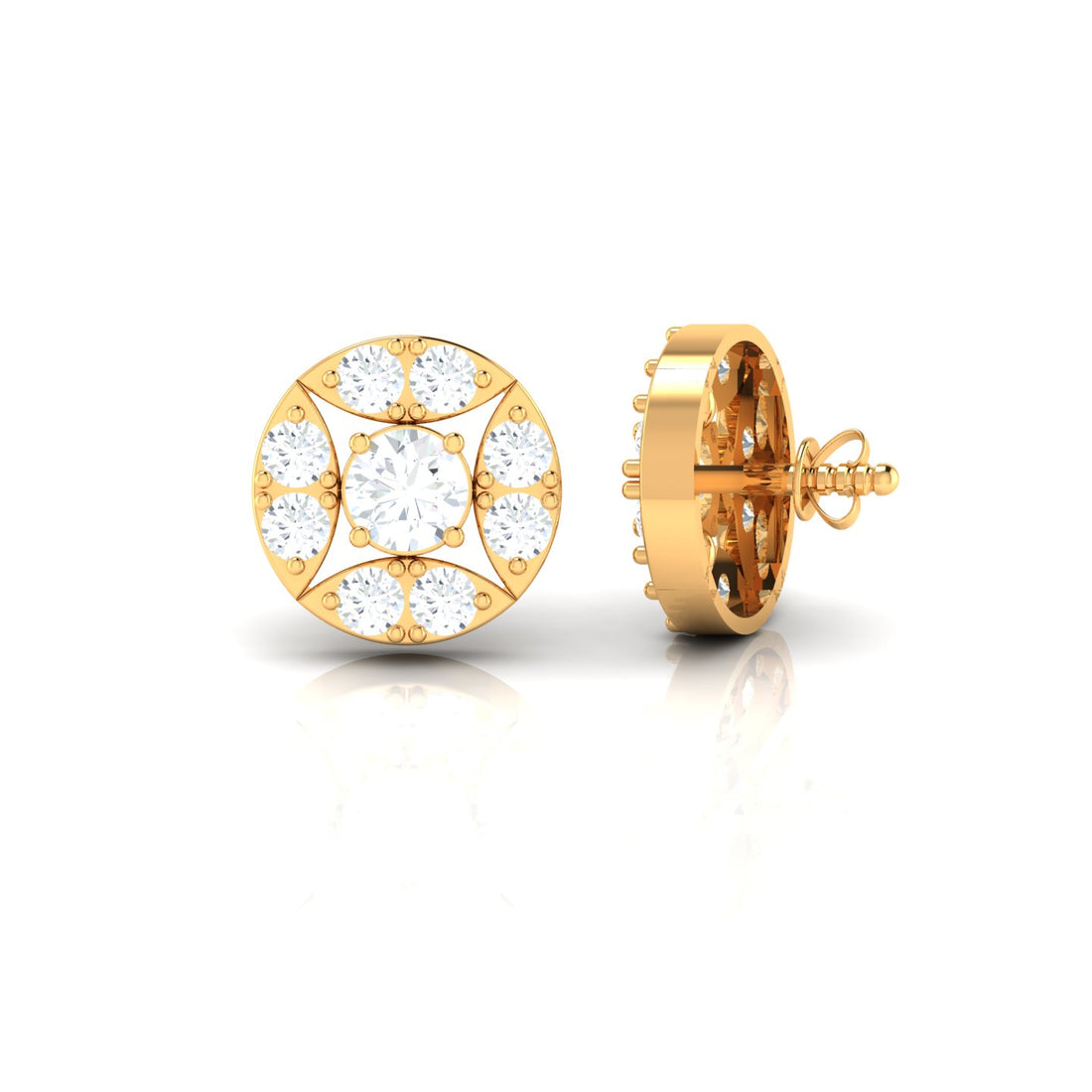 Dazzling Bloom Gold & Diamond Stud Earrings