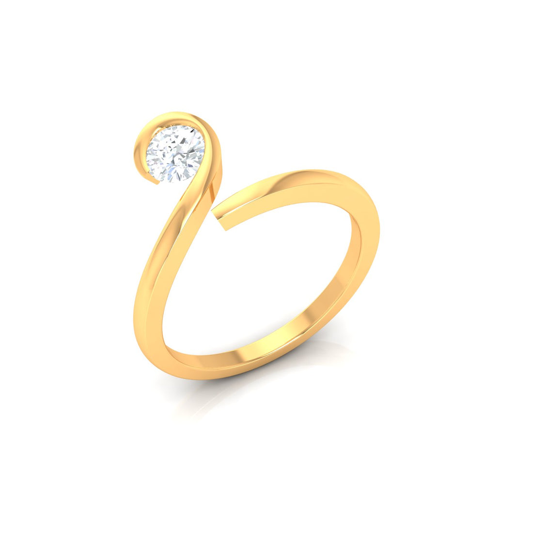 Round Modern Style Bypass Solitaire Ring