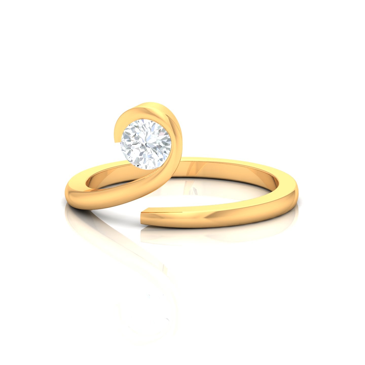 Round Modern Style Bypass Solitaire Ring