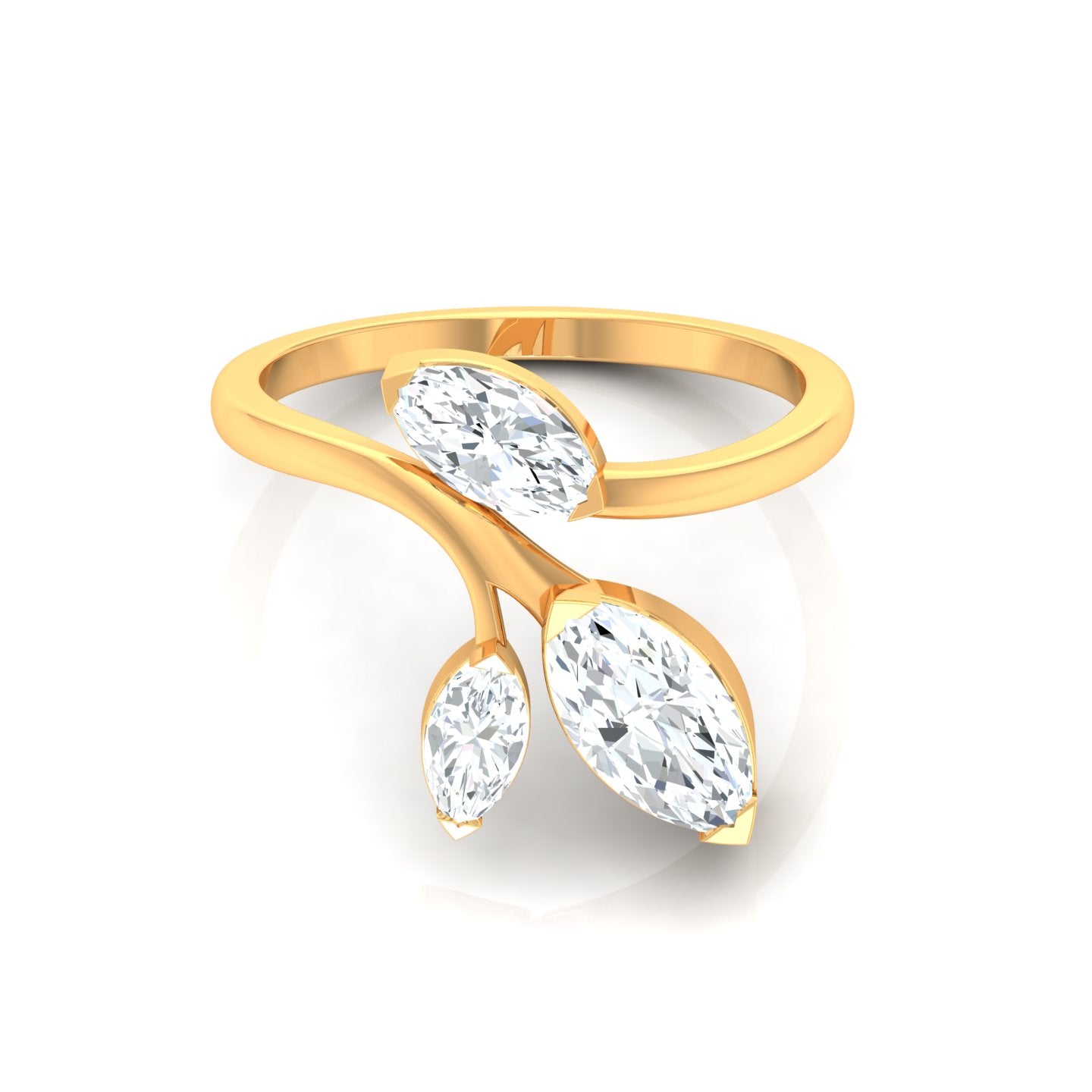 Luminous Diamond Leaves Finger Ring