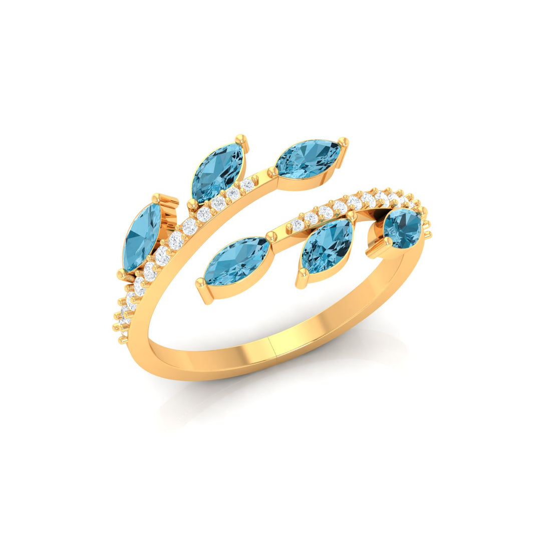 Dress Ring Tear Drops with Sapphire and Diamonds