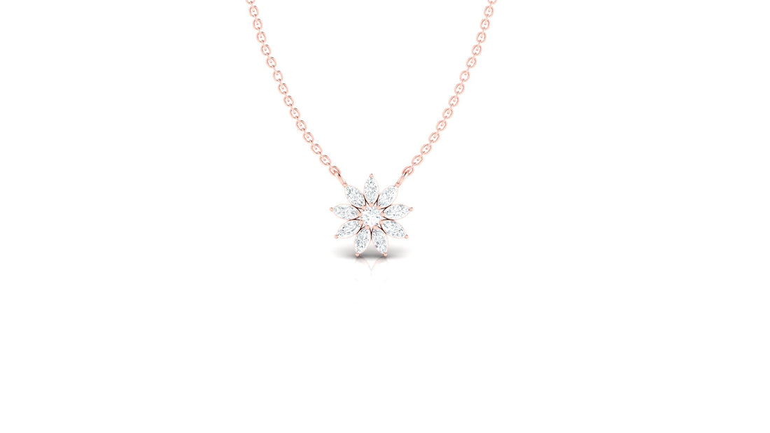 Floral Marquise Diamond Pendant (WITHOUT CHAIN)