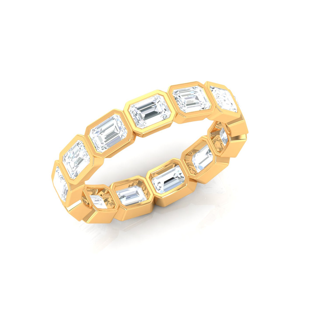 Emerald Cut East West Bezel Band