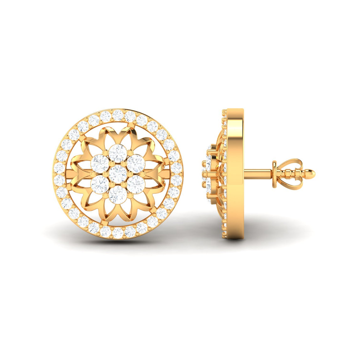 Starburst Mandala Diamond Stud Earrings