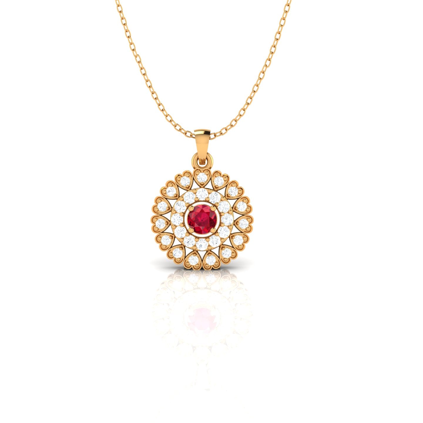 Round and Heart Diamond Pendant (WITHOUT CHAIN)