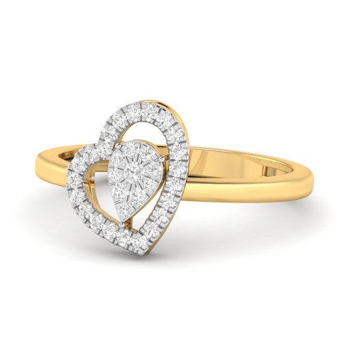 LR02643 HEART & PEAR DIAMOND RING